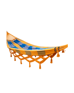 Rede de Descanso de Luxo Xadrez Mesclado Amarelo, Laranja, Azul Marinho e Azul Piscina - Varanda em Raia