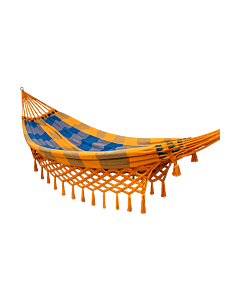 Rede de Descanso de Luxo Xadrez Mesclado Amarelo, Laranja, Azul Marinho e Azul Piscina - Varanda em Escama