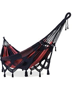 Rede de Descanso Intermediária Xadrez Preto e Terracota - Varanda Raia - Acabamento Preto