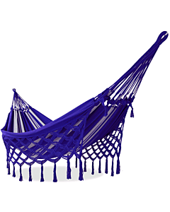Rede de Descanso de Luxo Azul Caneta com Listra Crua - Varanda Escama - Acabamento Azul Caneta