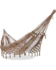 Rede de Descanso Intermediária Xadrez Caramelo e Cru - Varanda Escama - Acabamento Caramelo