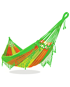 Rede de Descanso Simples Xadrez Verde Limão, Laranja e Amarelo - Acabamento Verde Limão