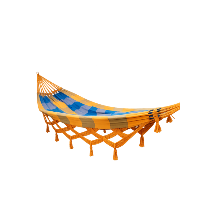 Rede de Descanso de Luxo Xadrez Mesclado Amarelo, Laranja, Azul Marinho e Azul Piscina - Varanda em Raia