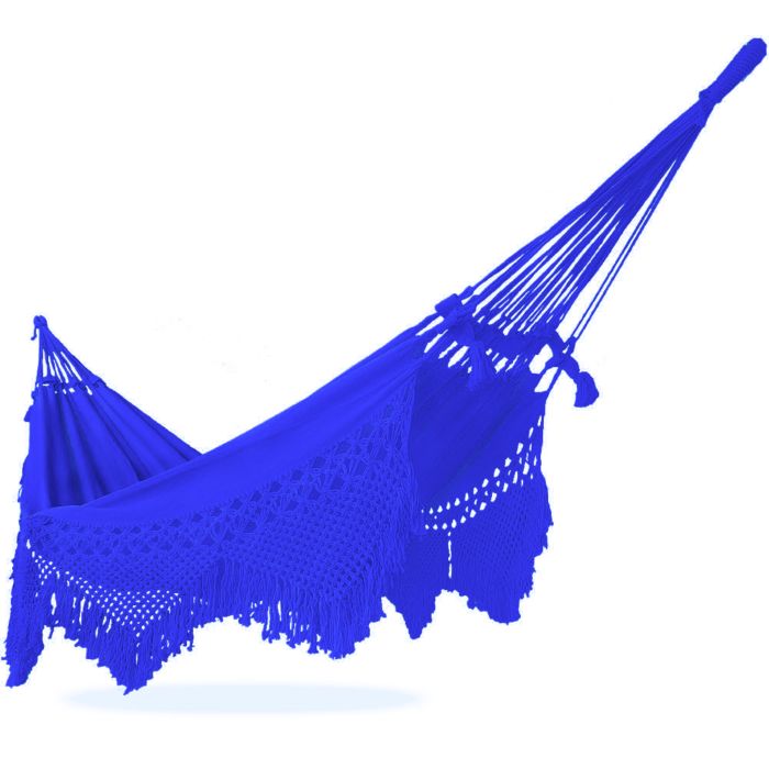 Rede de Descanso de Luxo Azul Caneta - Varanda em Macramê