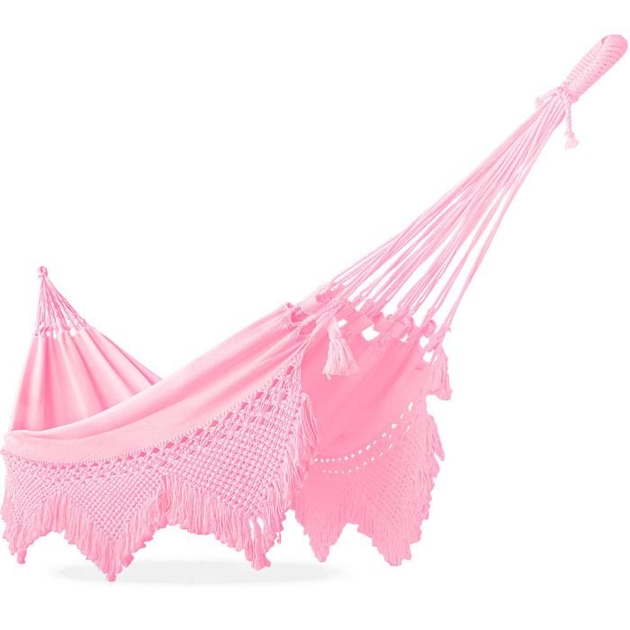 Rede de Descanso de Luxo Rosa Bebê - Varanda em Macramê