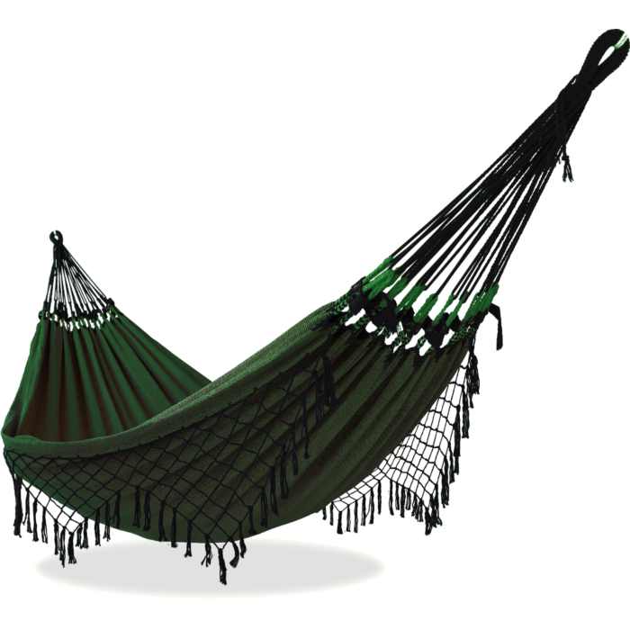 Rede de Descanso Intermediária Jogo das Damas Preto e Verde Bandeira - Varanda Simples - Acabamento Preto