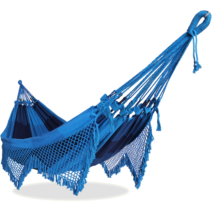 Rede de Descanso Intermediária Xadrez Azul Turquesa e Azul Marinho - Varanda Simples - Acabamento Azul Turquesa