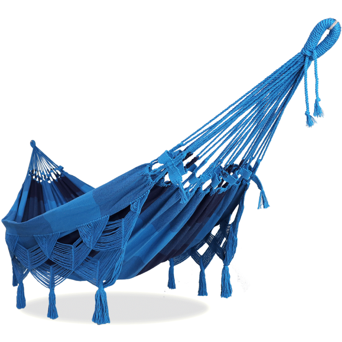 Rede de Descanso Intermediária Xadrez Azul Turquesa e Azul Marinho - Varanda Raia - Acabamento Azul Turquesa