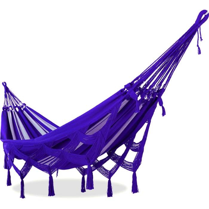 Rede de Descanso de Luxo Azul Caneta com Listra Crua - Varanda Raia - Acabamento Azul Caneta