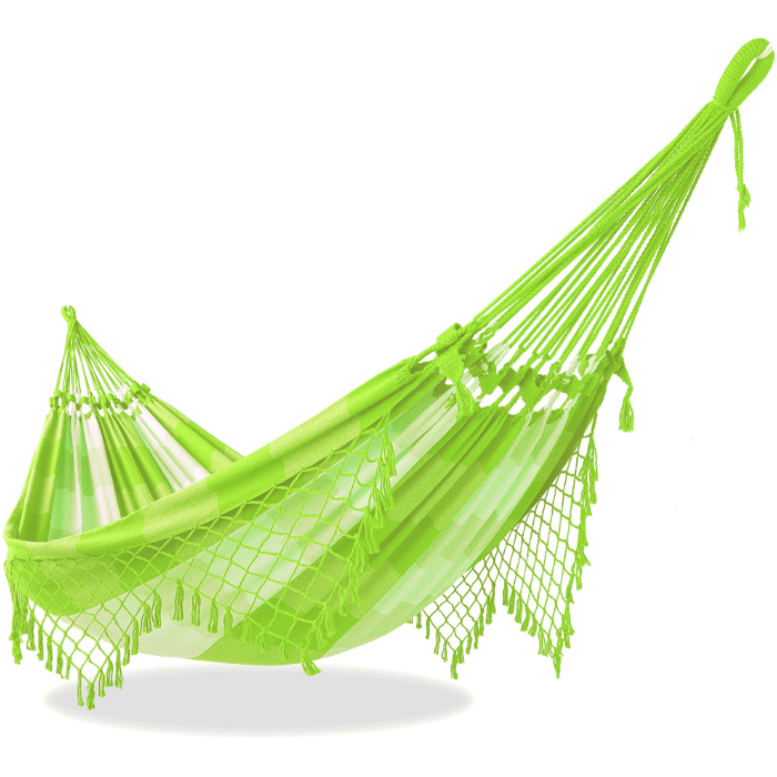 Rede de Descanso Simples Xadrez Verde Limão e Cru - Acabamento Verde Limão