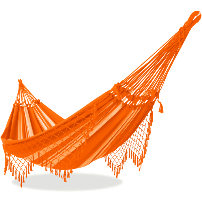 Rede de Descanso Simples Laranja com Listra Crua - Acabamento Laranja