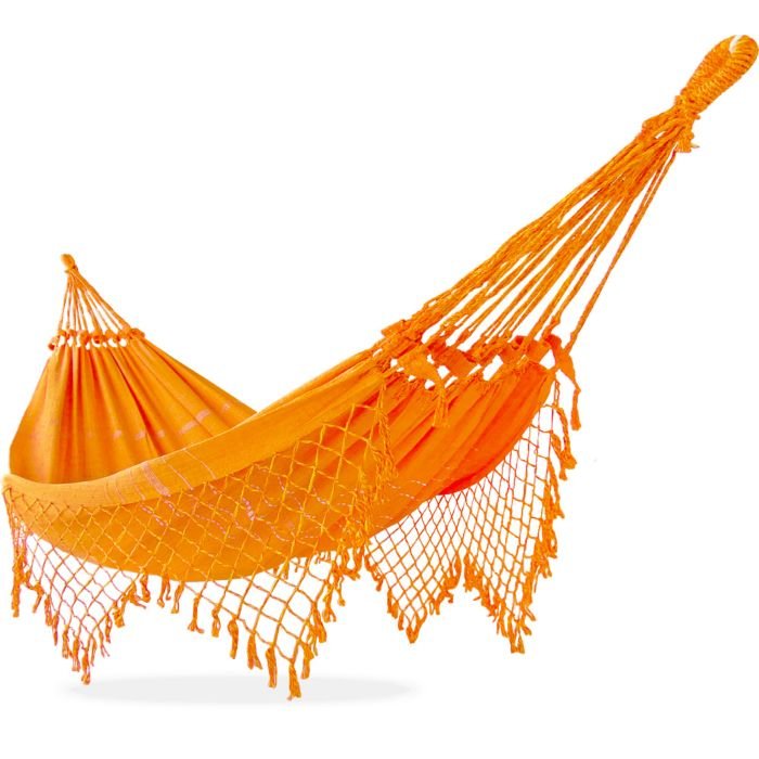 Rede de Descanso Simples Mesclada Amarelo e Laranja - Com Bordado