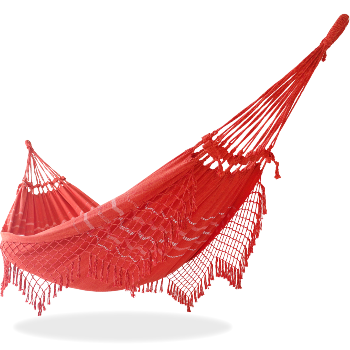 Rede de Descanso Simples Mesclada Vermelho e Laranja - Com Bordado